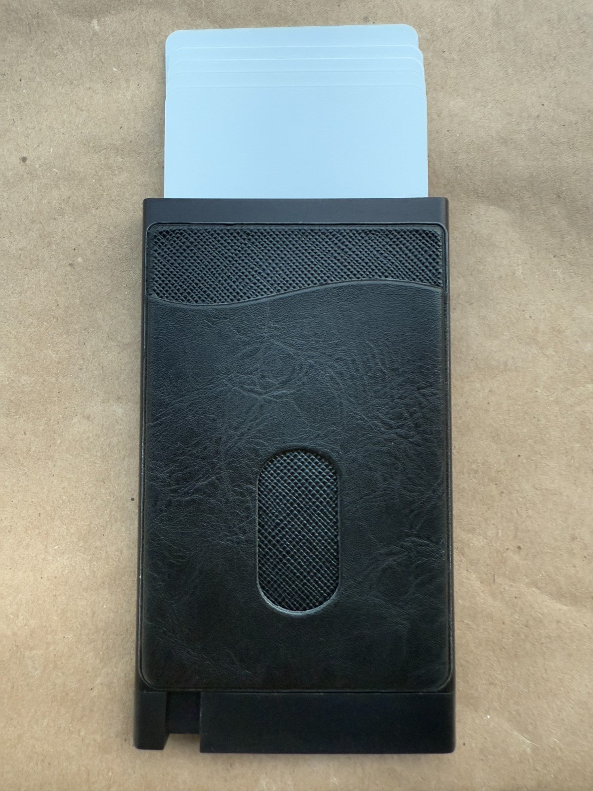 Captain America Pop Up Wallet Black Leather Credit Card Holder and Cash Aluminum