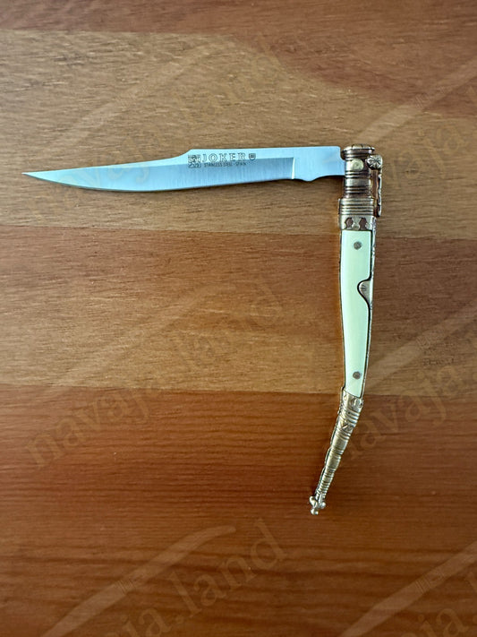 4.1” Joker Navaja Stiletto Knife Zamak Handle Handmade Slipjoint Albacete, Spain