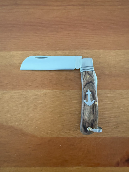 3.15" Bird Beak Navaja Pocket Knife Sailor / Marinera Wood Handle Anchor Insert