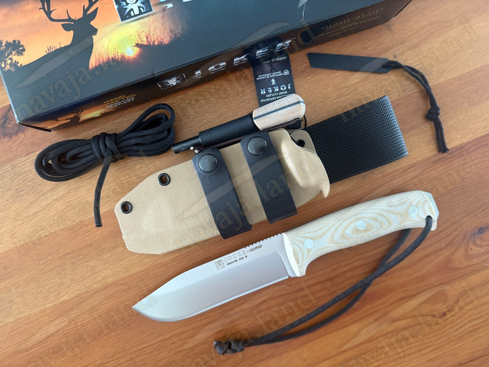 Joker Nomad Survival / Camp Knife 5.12" Böhler N695 Steel Beige Micarta Handle