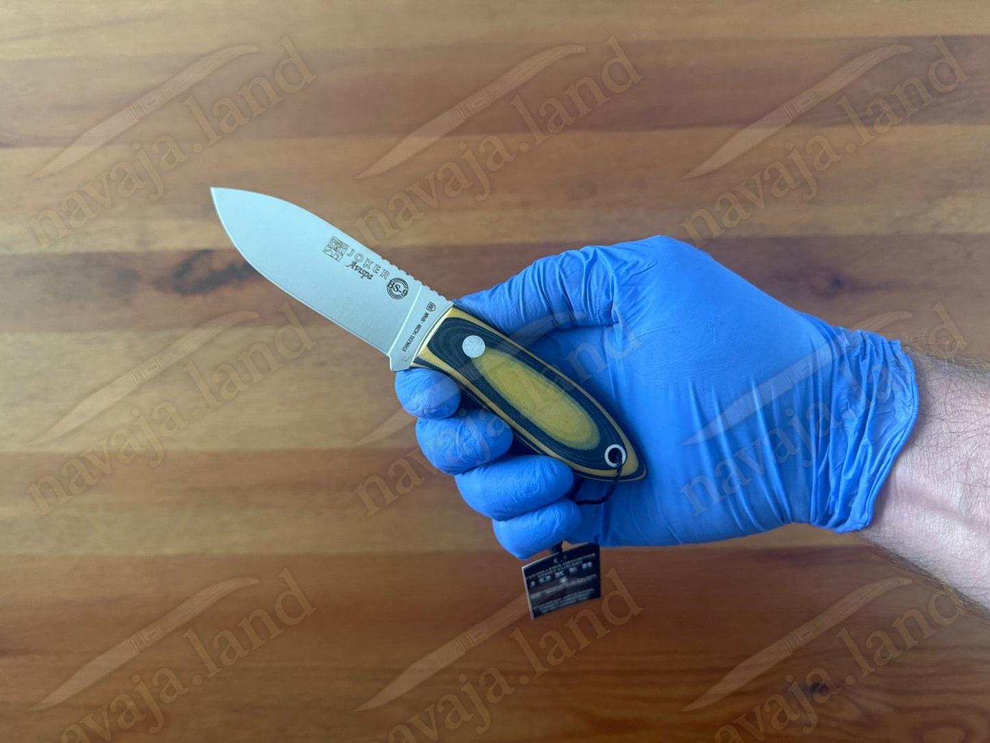 Joker Avispa Bushcraft Knife 3.15” Sandvik 14C28N Blade - Yellow & Black Micarta