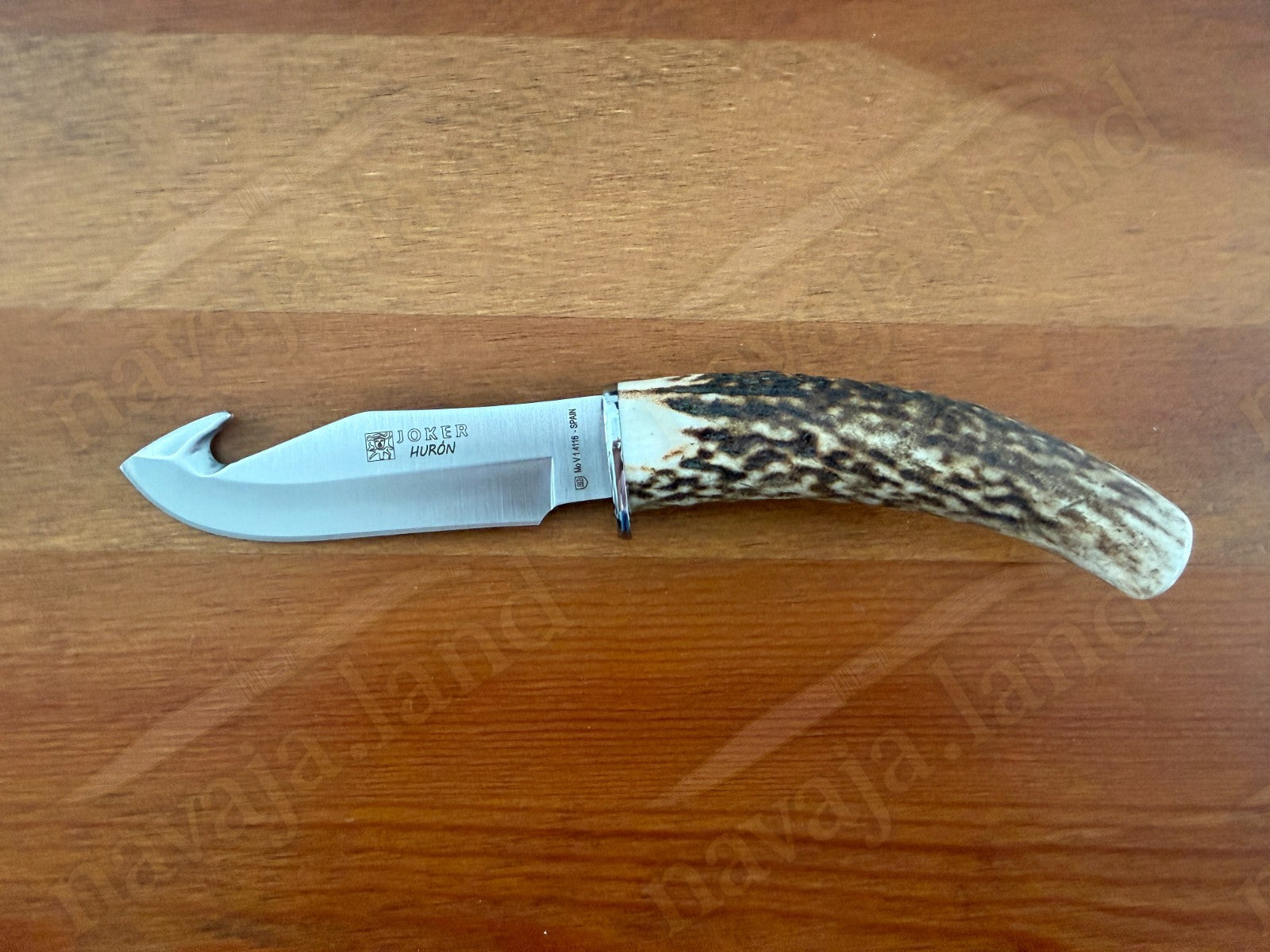 Joker Huron Skinning Knife 4.3” MOVA Blade | Deer Antler Handle | Leather Sheath