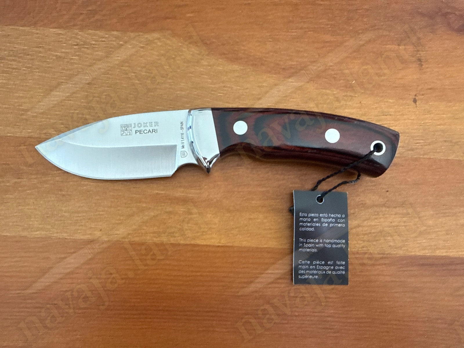 Joker Pecari Knife Polished Stamina Wood Handle Leather Sheath Handmade Spain