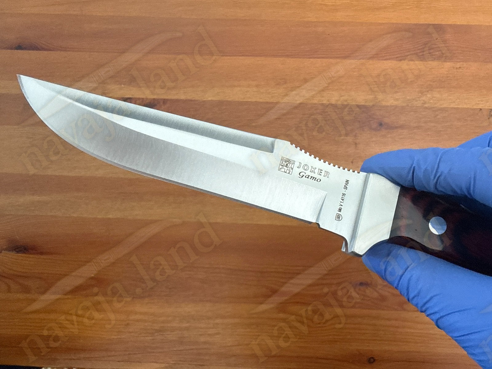 Joker Gamo Fixed Blade Hunting Knife 6.10" Mova 1.4116 Steel Red Wood Handle