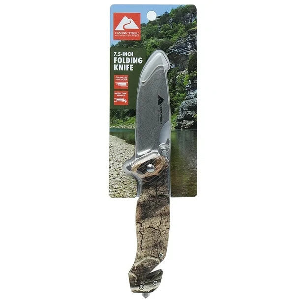 3.25 inch Blade Ozark Trail Folding Pocket Knife Camouflage Liner Lock w/ Tools