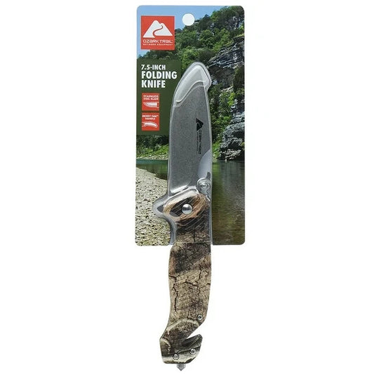 3.25 inch Blade Ozark Trail Folding Pocket Knife Camouflage Liner Lock w/ Tools