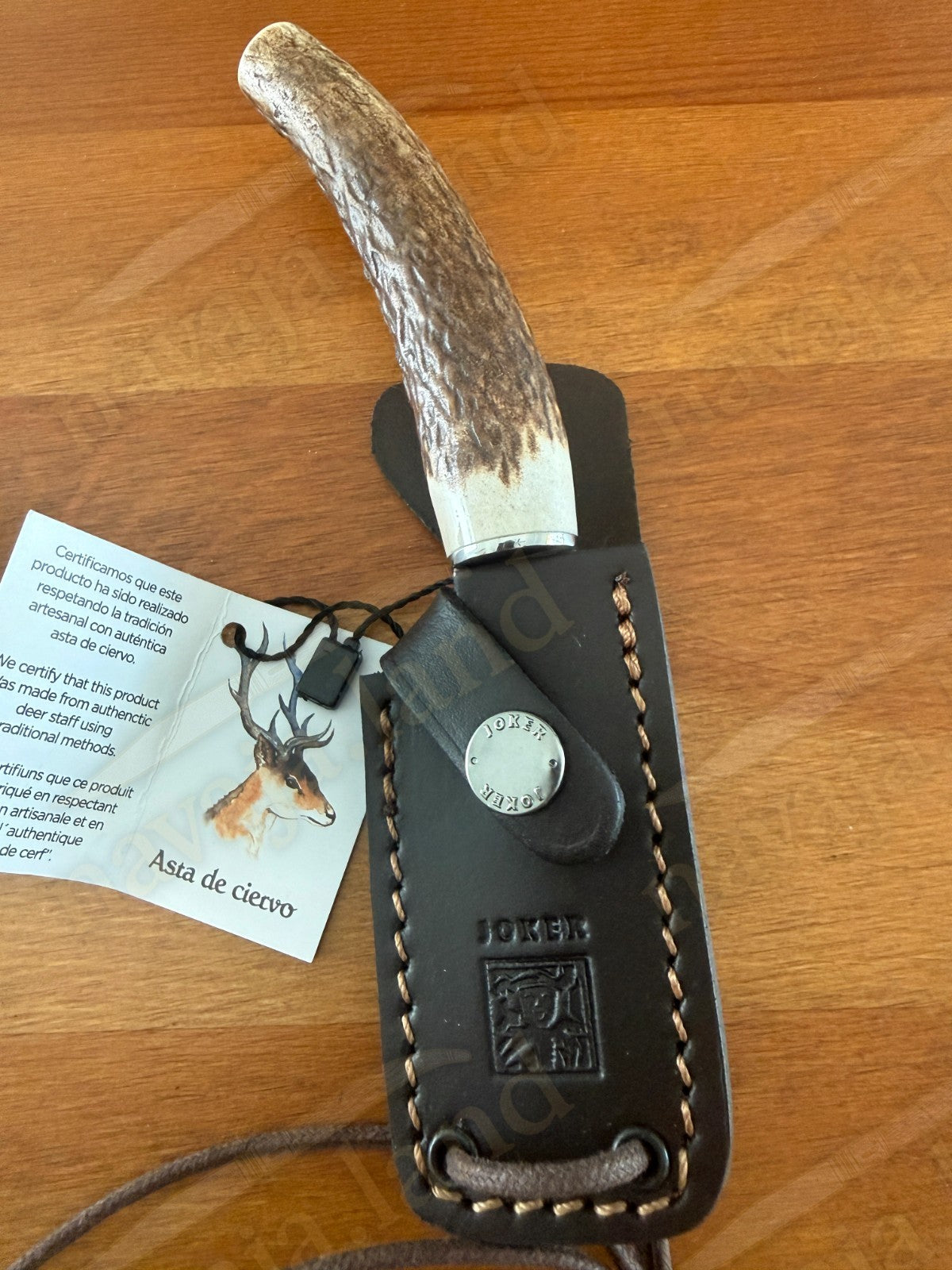 Joker Topo Hunting Knife Genuine Deer Horn Handle Leather Sheath Handmade Spain