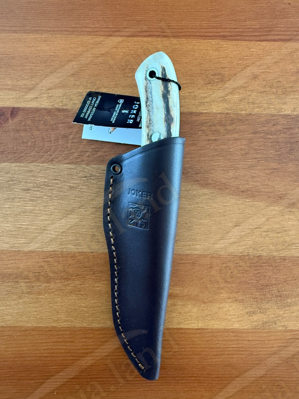 Joker Pantera Fixed Knife 3.7” MOVA Blade 🦌 Deer Antler Handle Leather Sheath
