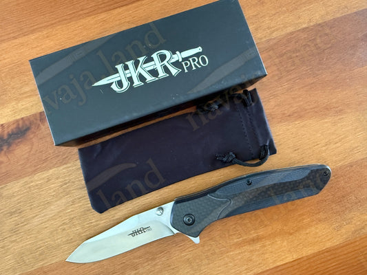 Folding Knife Carbon Fiber & G10 Handle - D2 Steel - 3.3" Reverse Tanto Blade