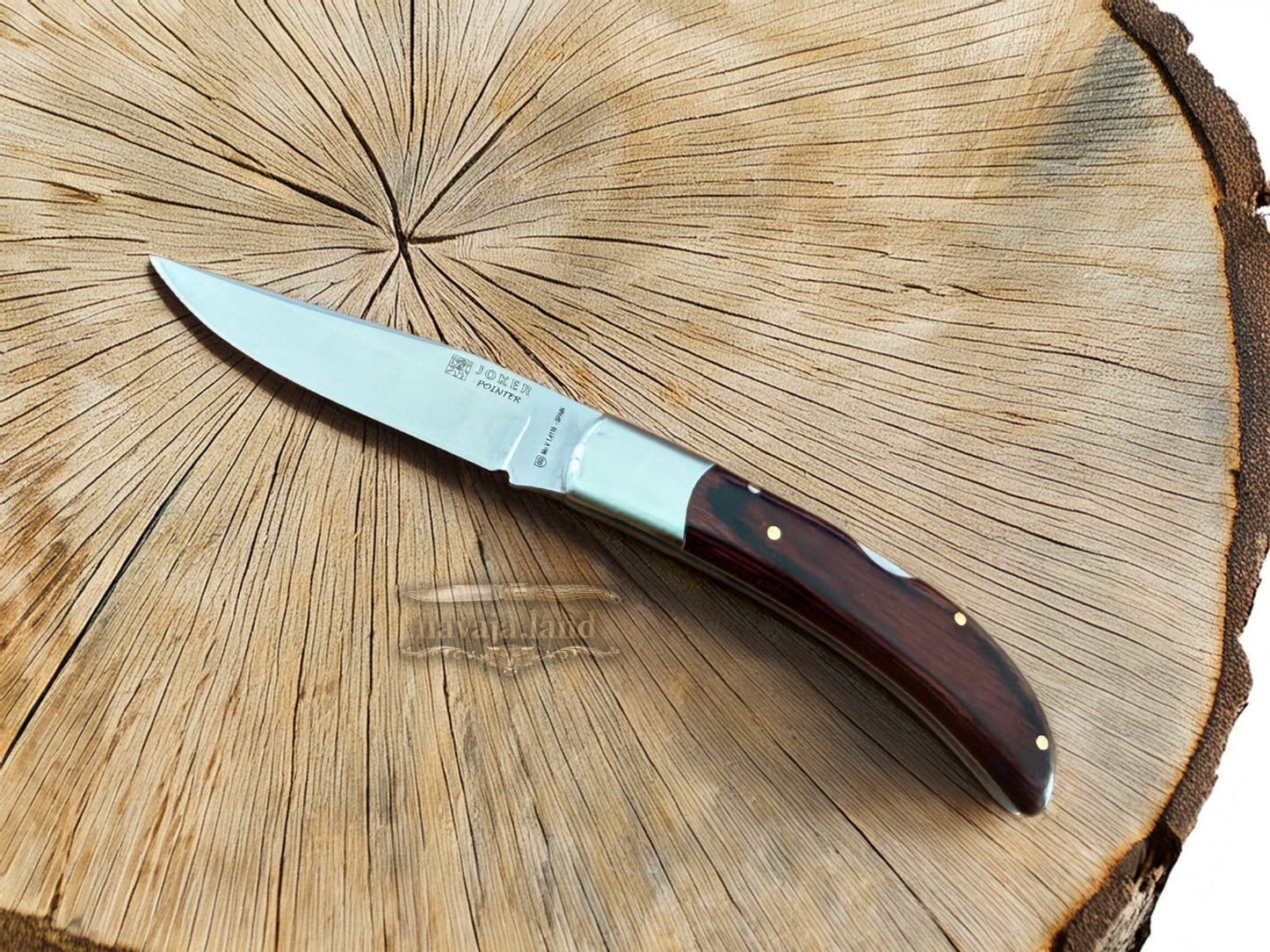 3.54” Joker Pointer Camping Folding Knife (Red Wood Handle) Handmade in Spain