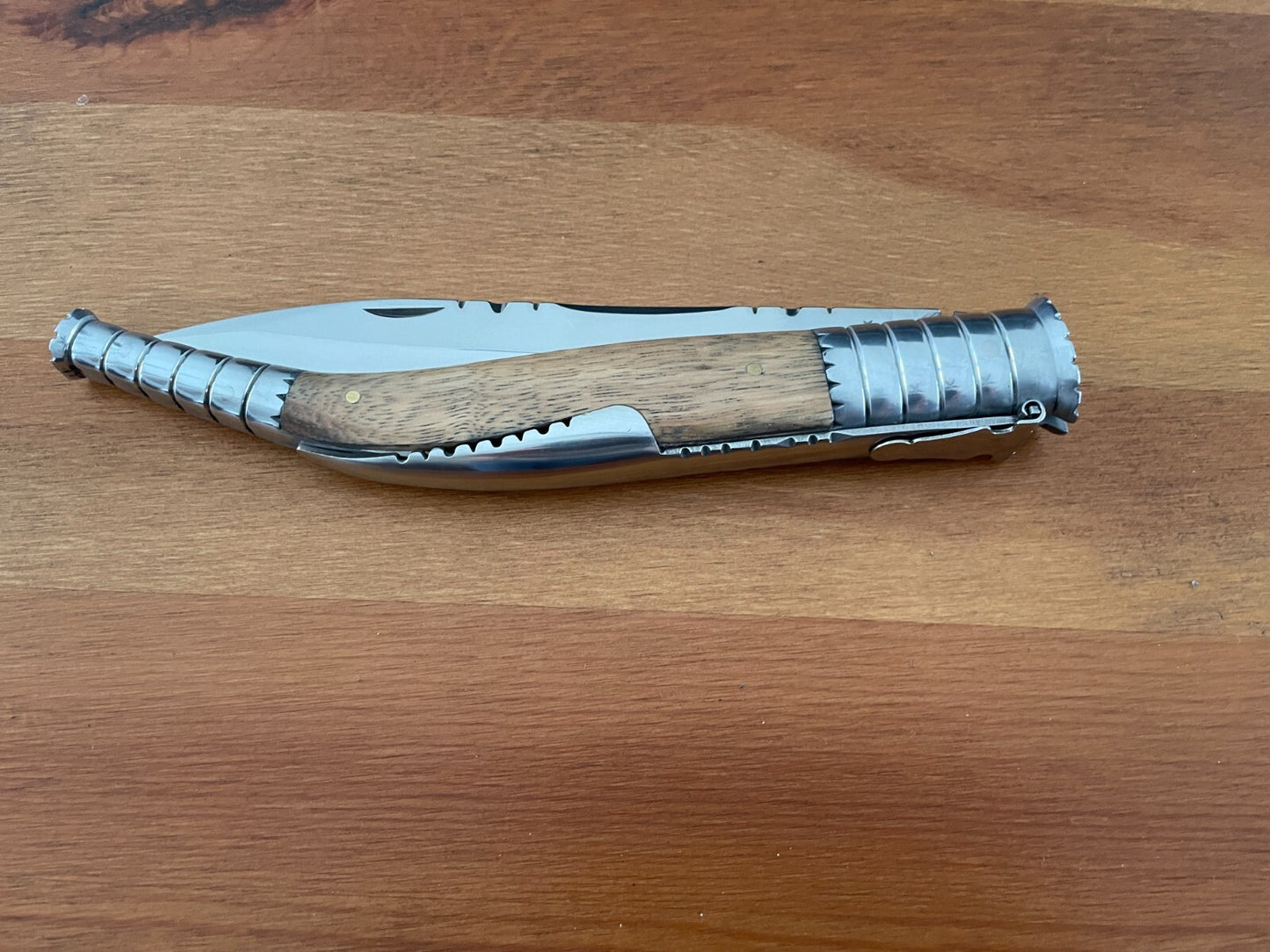 6.3 in. Spanish Navaja Folding Knife Zebra Wood Handle from Spain - US Seller