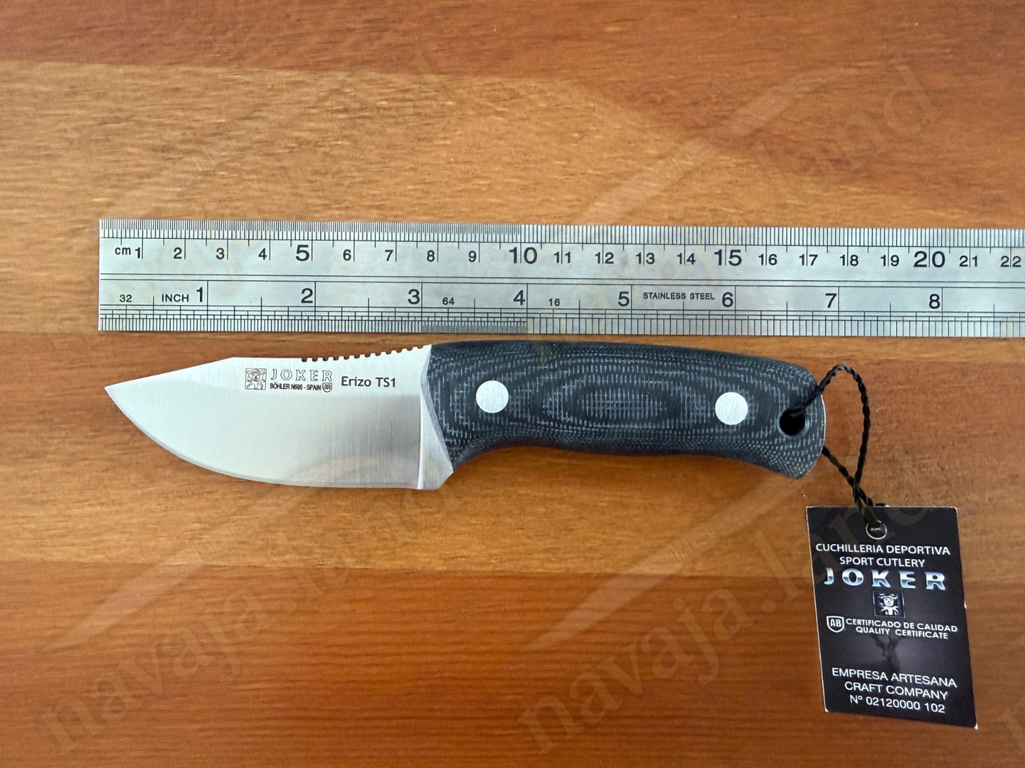Joker Erizo TS1 Survival Knife – 2.95” Böhler N695 Blade | Black Micarta Handle