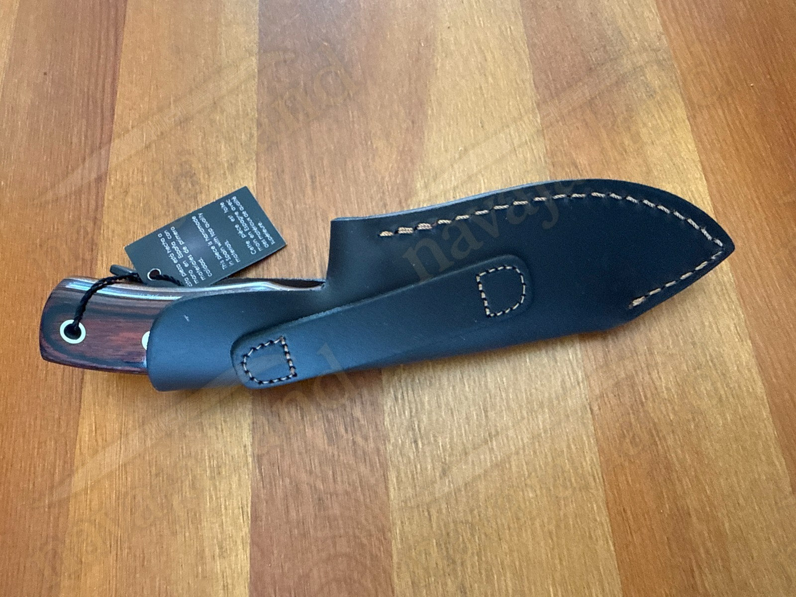 Joker Pecari Knife Polished Stamina Wood Handle Leather Sheath Handmade Spain