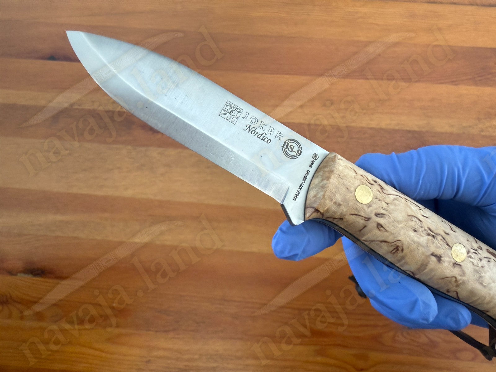 Joker Nordico Bushcraft Fixed Knife 3.9" Böhler K720 Carbon Steel Curly Birch