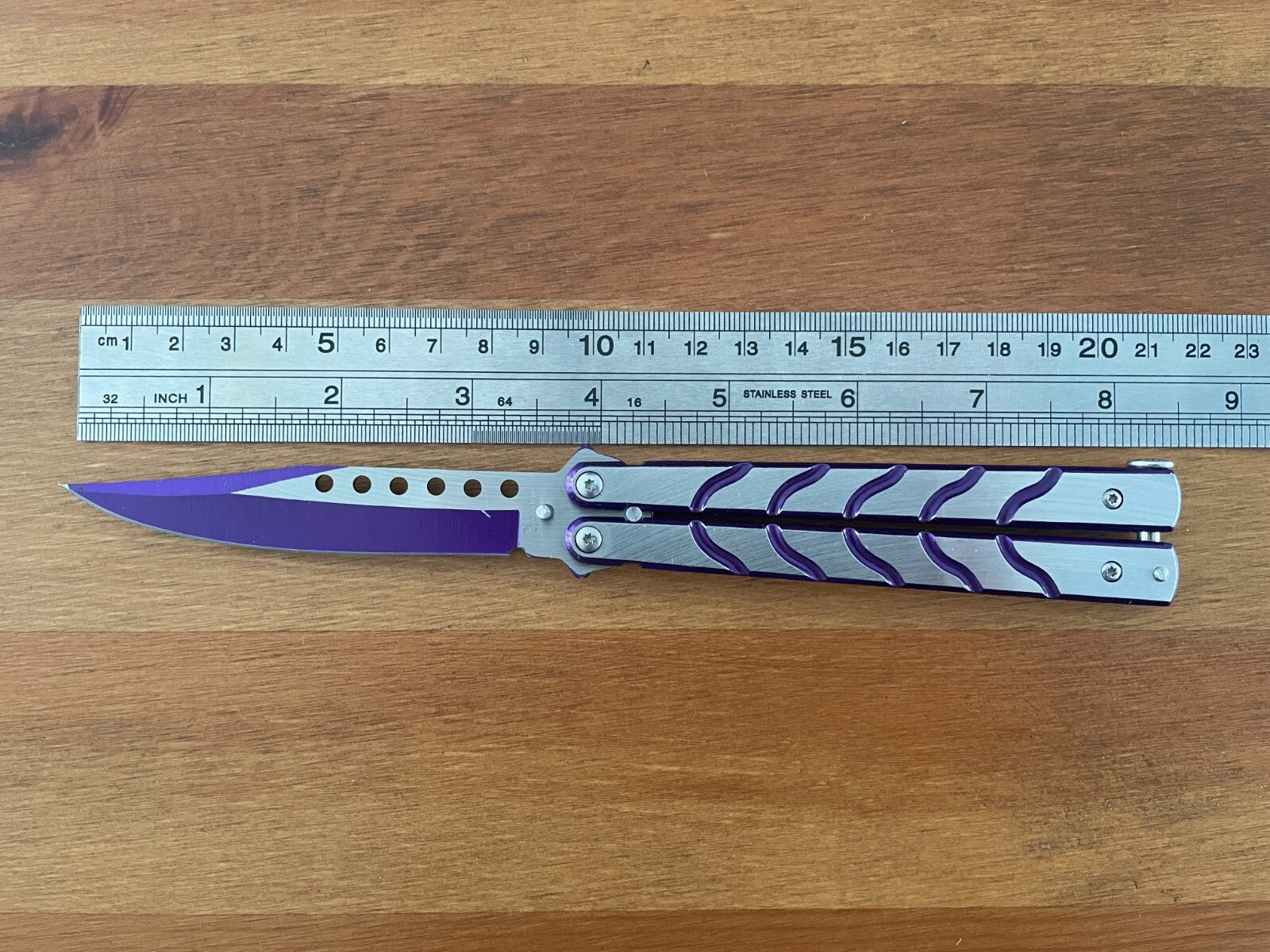3.74" Stainless Steel Blade Folding Pocket Knife Brushed Steel Purple Handle