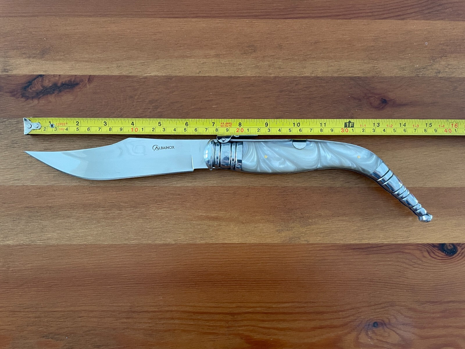 6.5" Spanish Navaja Sevillana Bandolera Pocket Knife Nacre Imitation w/ Ratchet