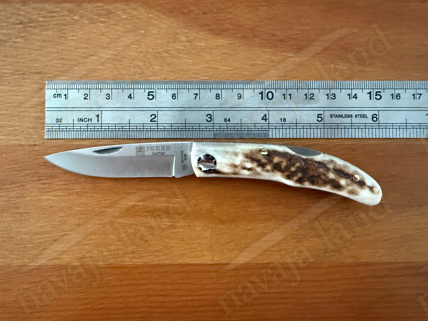 2.56” Joker Setter Bushcraft Folding Knife (Stag Horn Handle) Handmade Spain