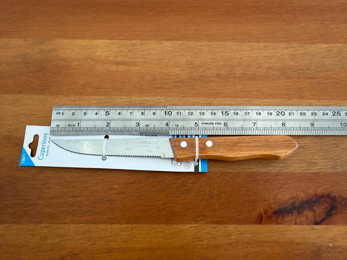 Cuperinox Kitchen Knife 4 in Serrated Blade with Wooden Handle From Spain