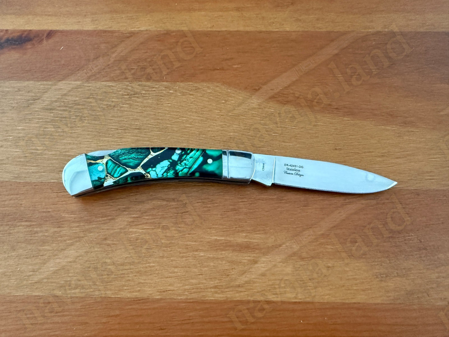 Elk Ridge Folding Knife 2.75" 3Cr13 Steel Blade Green Acrylic Handle Back Lock