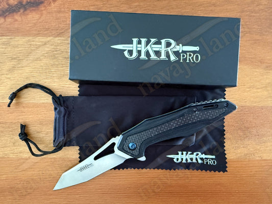 Folding Knife Carbon Fiber & G10 Handle - D2 Steel - 3.1" Blade Presentation Box