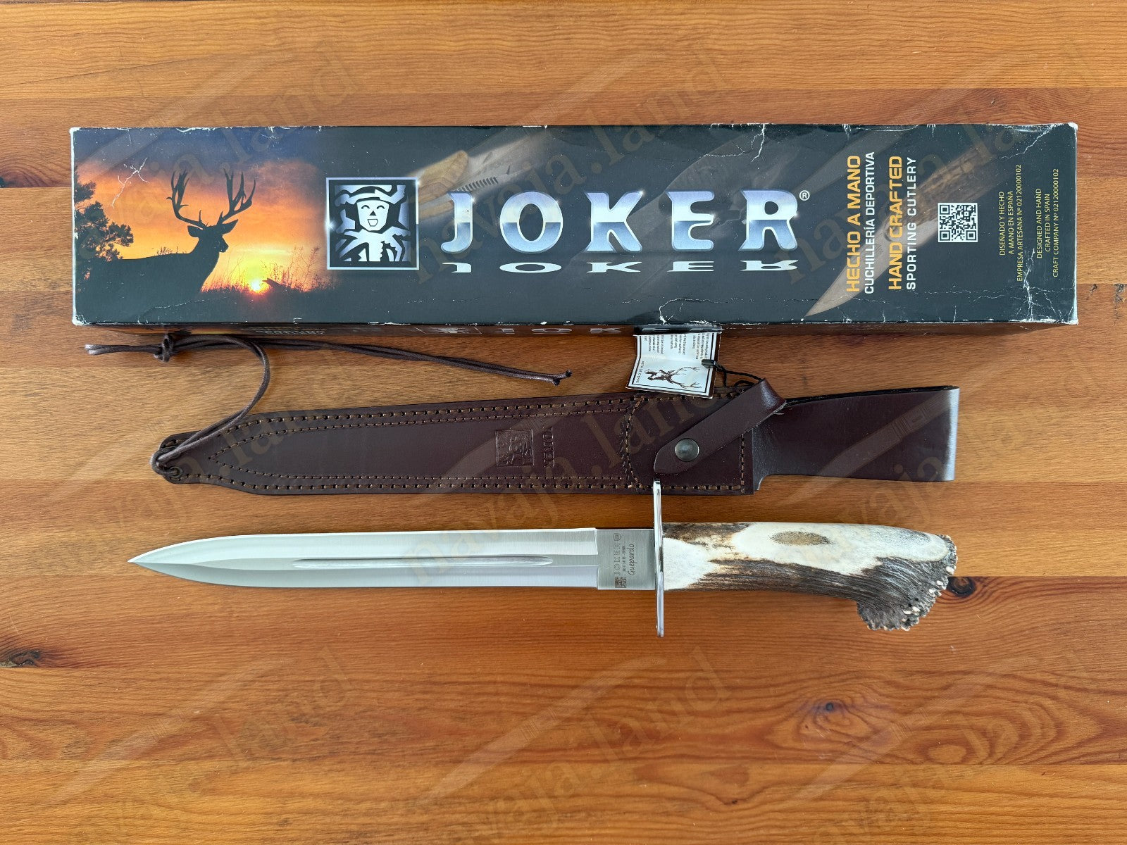 Joker Guepardo Hunting Knife – 11.81” Blade MOVA 1.4116 | Deer Antler Handle