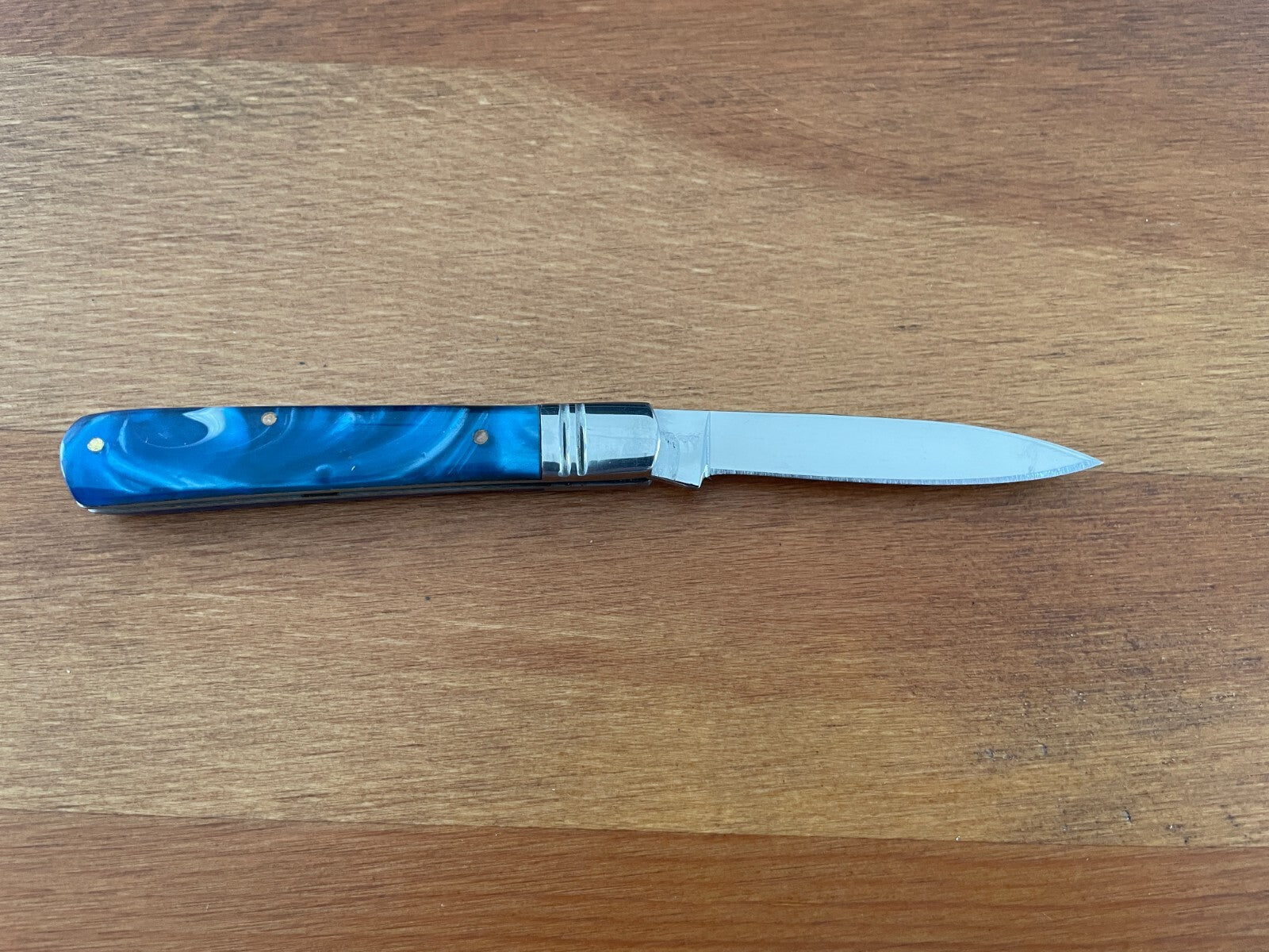 2.5" Spanish Navaja Albacete Classic Pocket Knife Blue Celluloid Scales