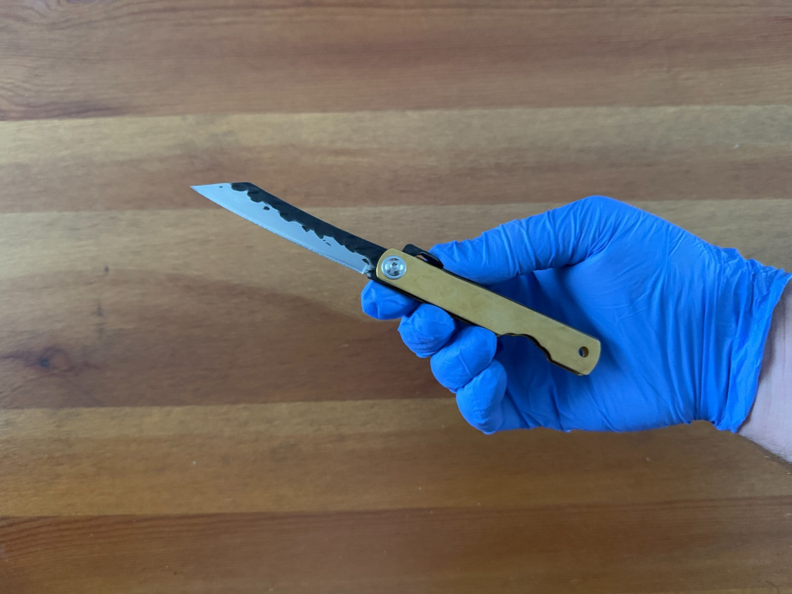 3" Navaja Higonokami Knife Brass Handle with Stainless Blade and Sheath