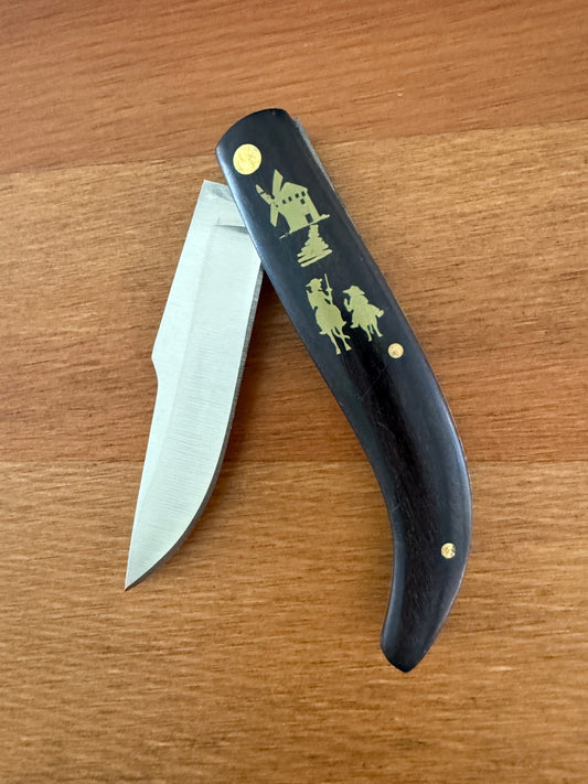 2.76" 440 Stainless Steel Blade Pocket Knife Dark Wooden Handles Don Quijote