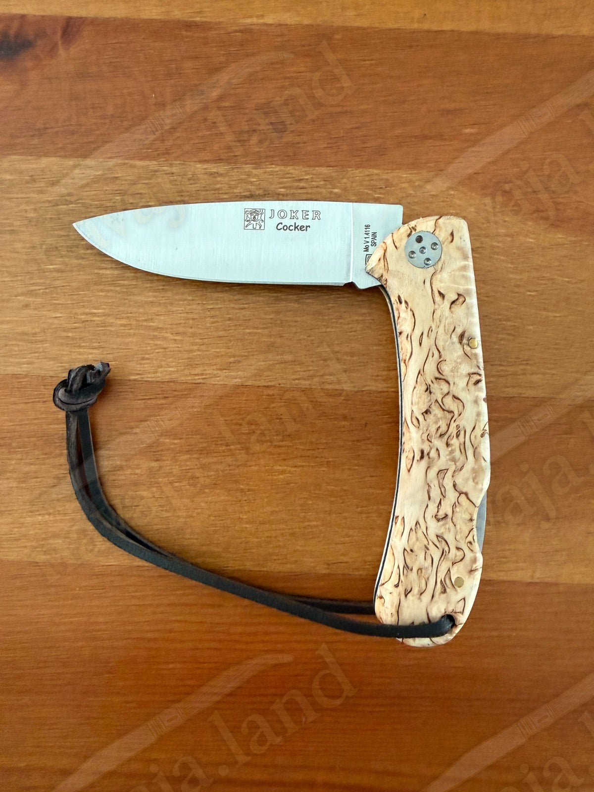 Joker Cocker Folding Knife 3.5” MOVA Blade Curly Brich Wood Handle From Spain