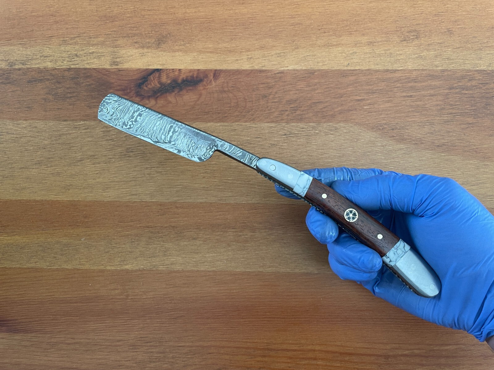 Damascus Straight Razor Shavette Handmade by Home Town Knives