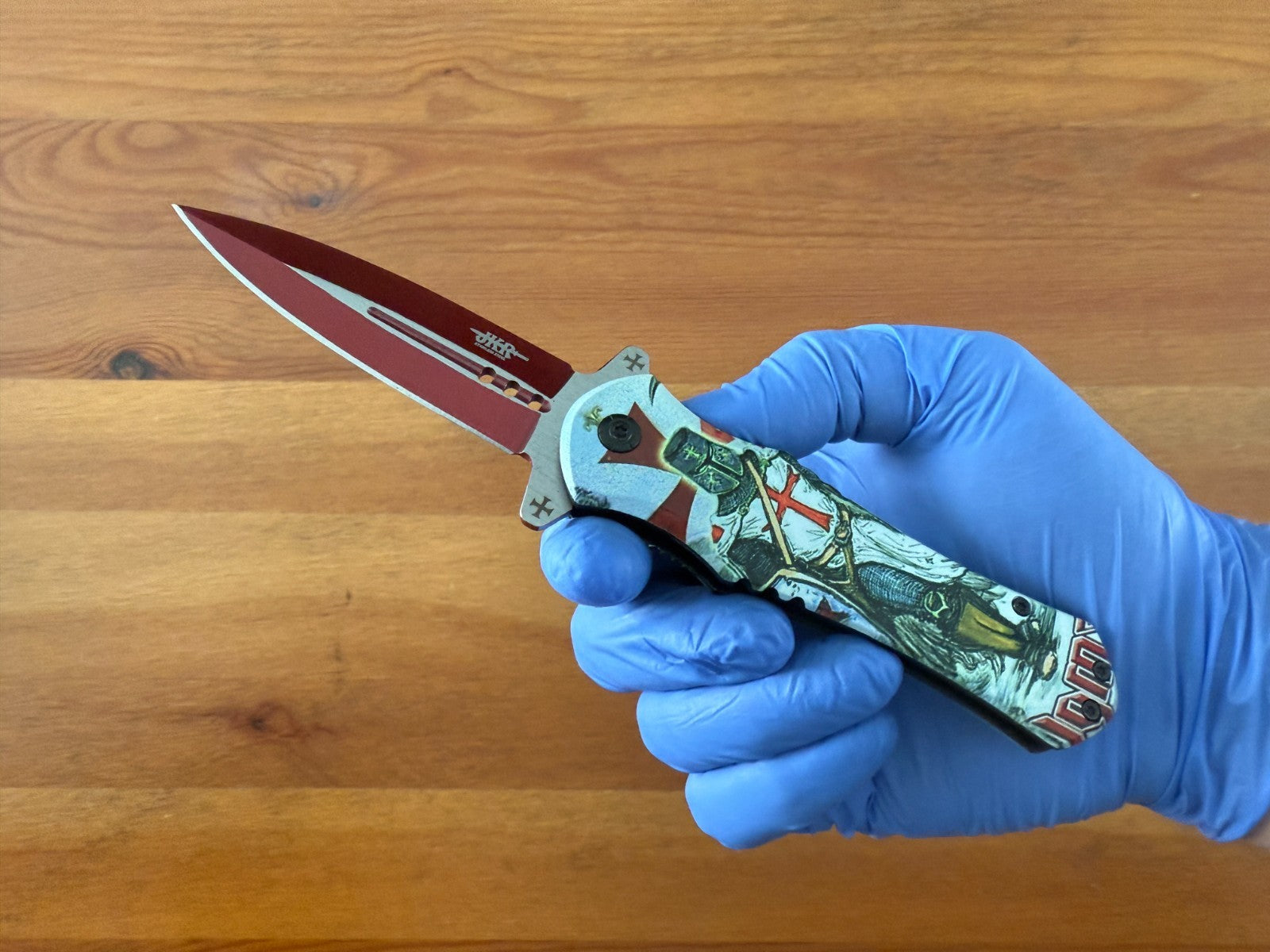 3.3 " / 8,5 CM - BLADE LENGHT FOLDING KNIFE TEMPLAR KNIGHT DRAWING HANDLE