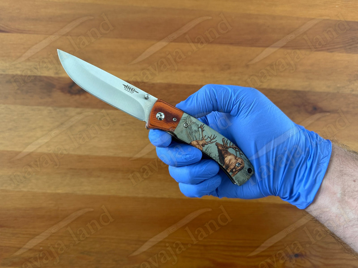 Sporting Folding Knife 3.27” Stainless Steel Blade 3D Printed Scales Liner Lock