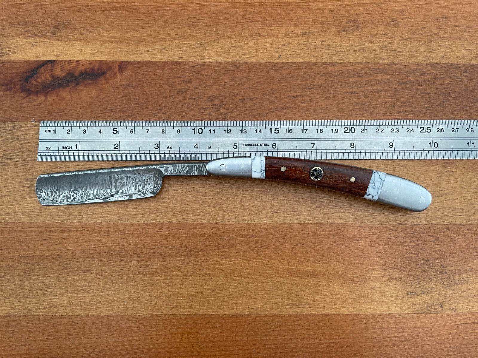 Damascus Straight Razor Shavette Handmade by Home Town Knives