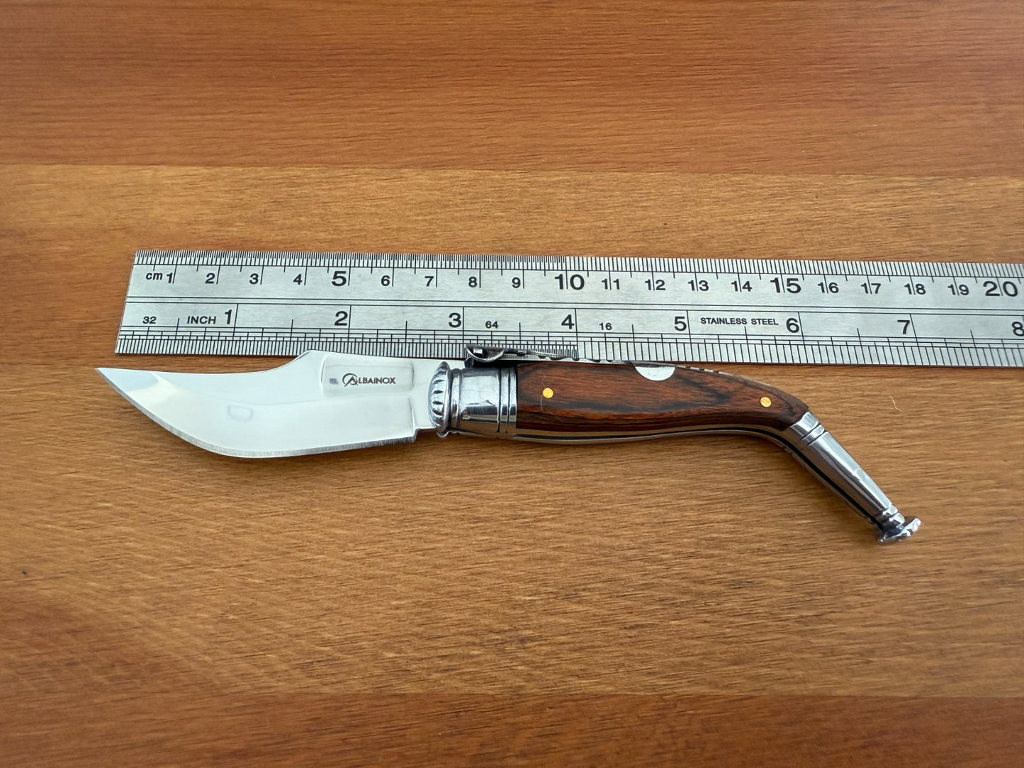 2.6” Spanish Navaja Jerezana Folding Knife Red Stamina Wood Scales With Ratchet
