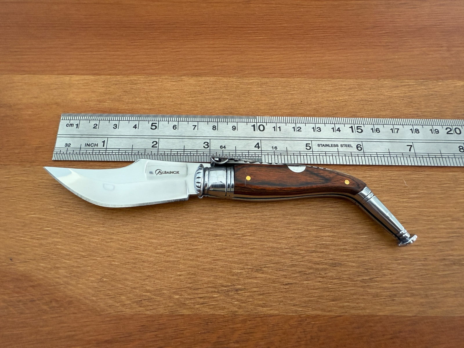 2.6” Spanish Navaja Jerezana Folding Knife Red Stamina Wood Scales With Ratchet
