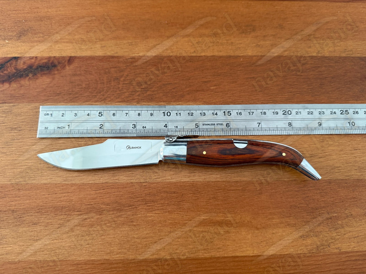 3.6” Spanish Navaja Teja Albacete Pocket Knife Red Stamina Scales with Ratchet