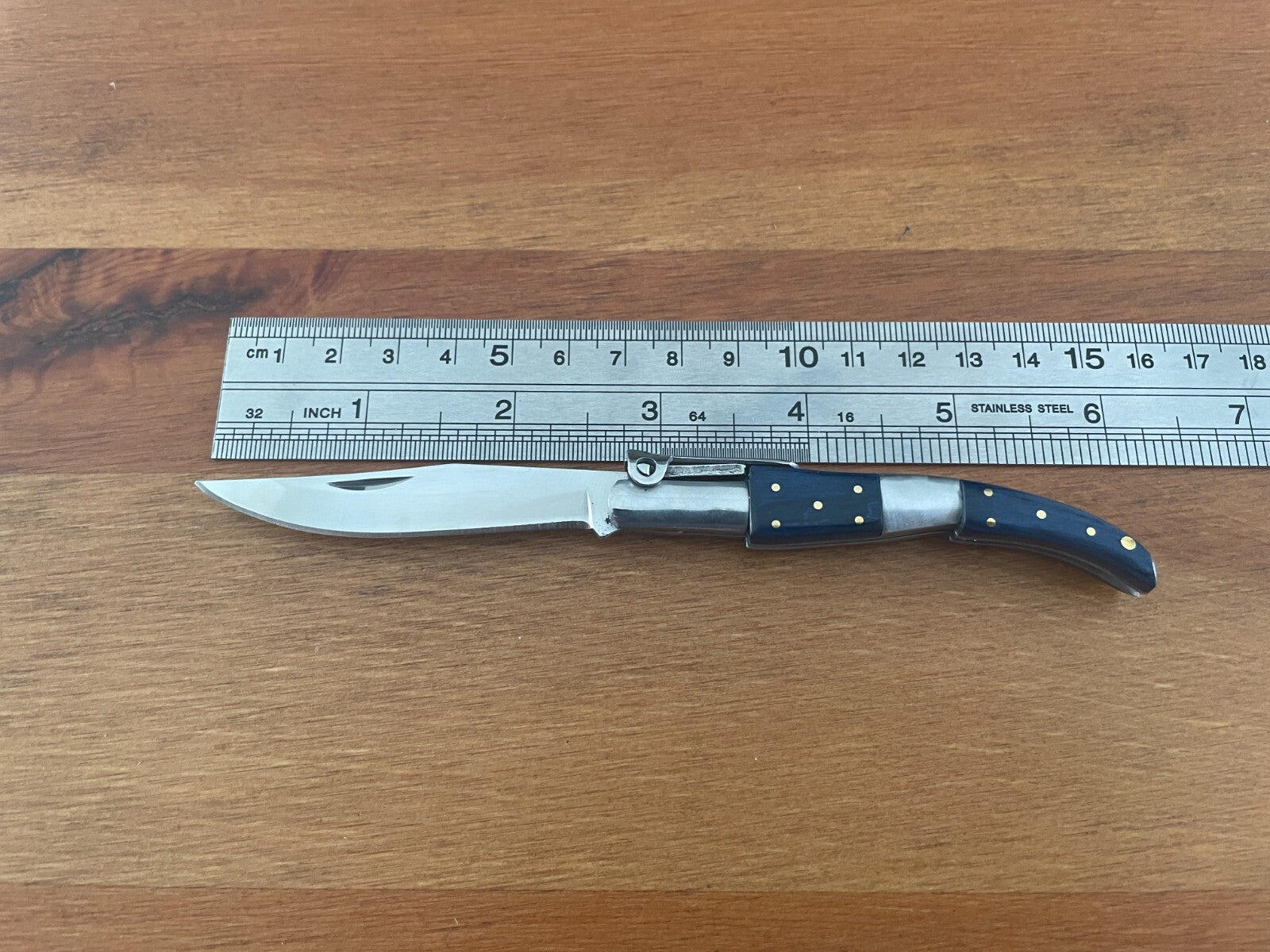 2.75” Arabian Style Navaja Folding Pocket Knife Blue Wood and Steel Handle
