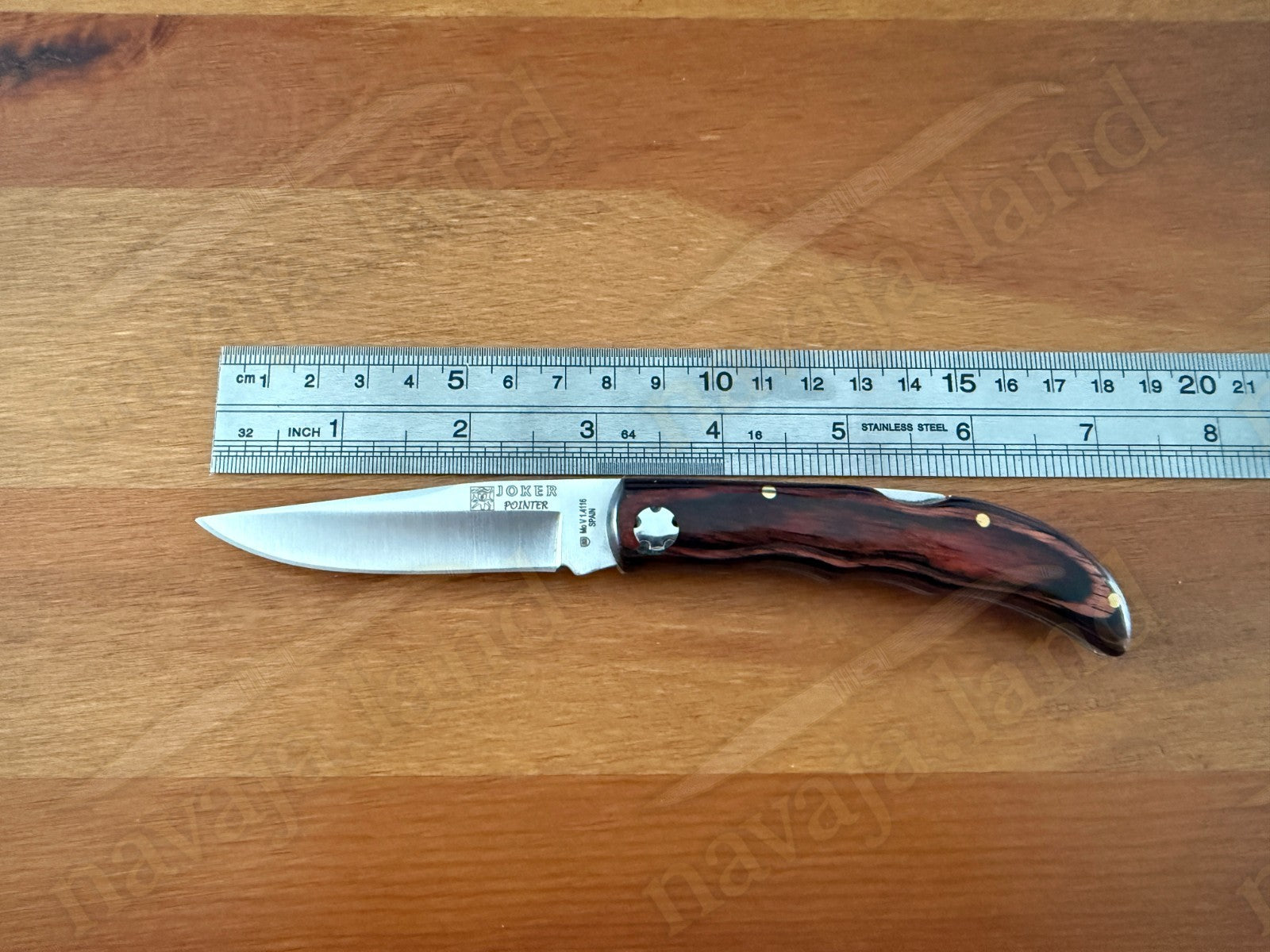 3.15” Joker Pointer Camping Folding Knife (Red Wood Handle) Handmade in Spain