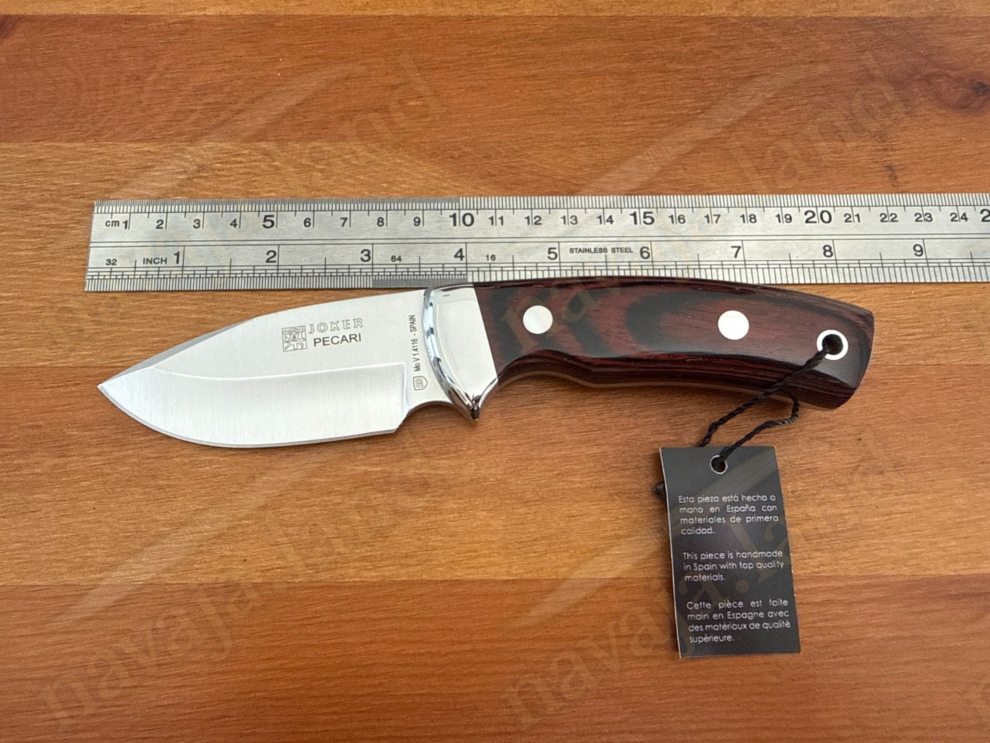 Joker Pecari Knife Polished Stamina Wood Handle Leather Sheath Handmade Spain