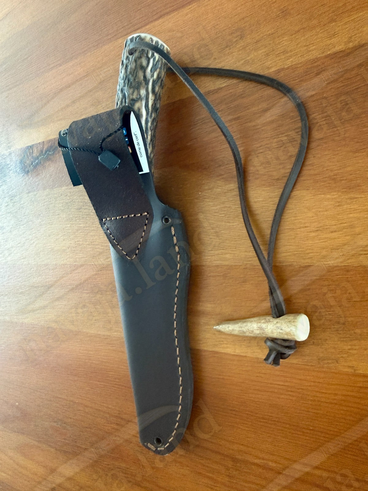 Joker Flecha Hunting Knife 4.92” MOVA Blade | Deer Horn Handle | Leather Sheath
