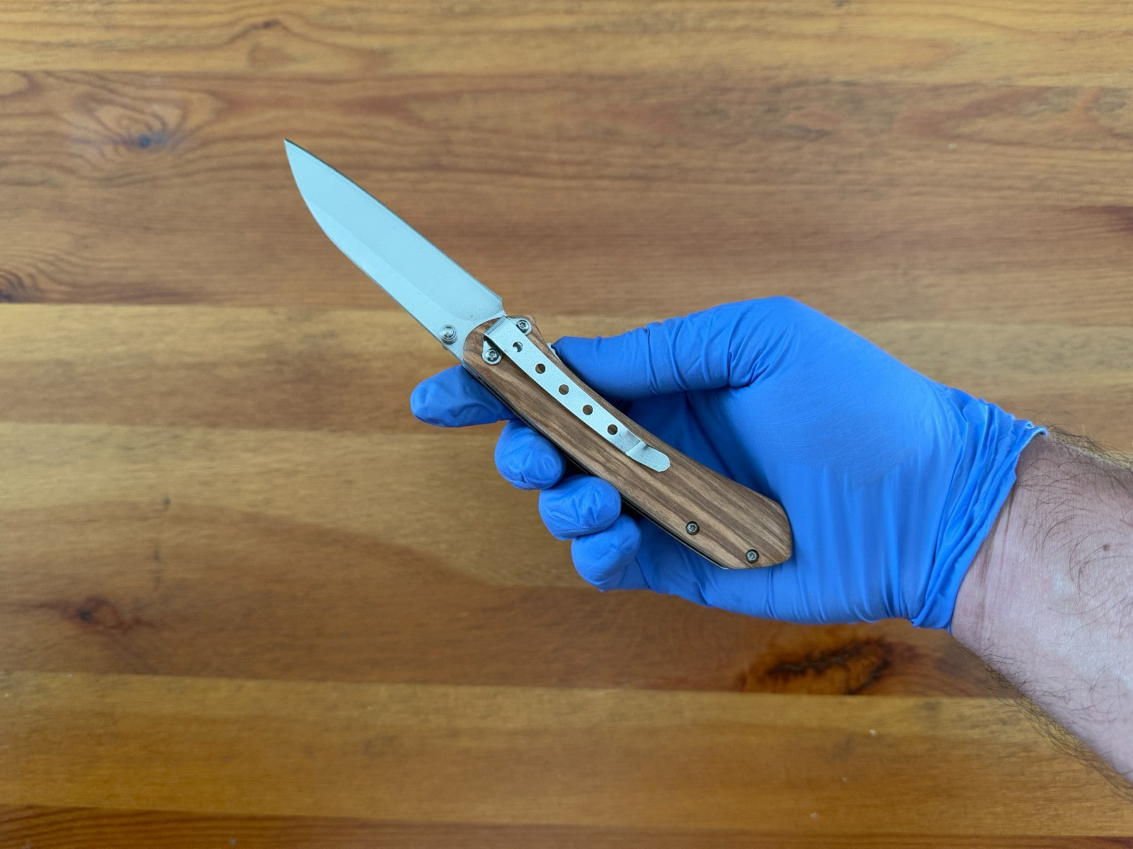 Folding Knife 8.5 cm 3.3 in Blade Zebrawood Handle Liner Lock Pocket Clip