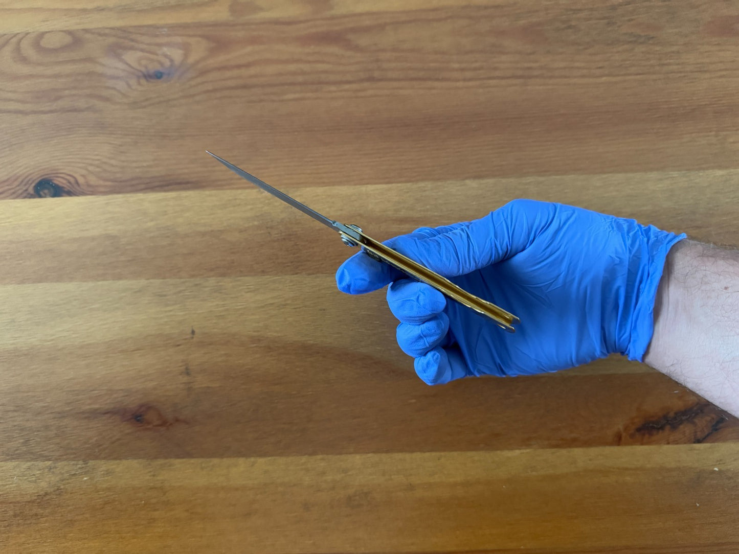 3" Navaja Higonokami Knife Brass Handle with Damascus Blade with Sheath