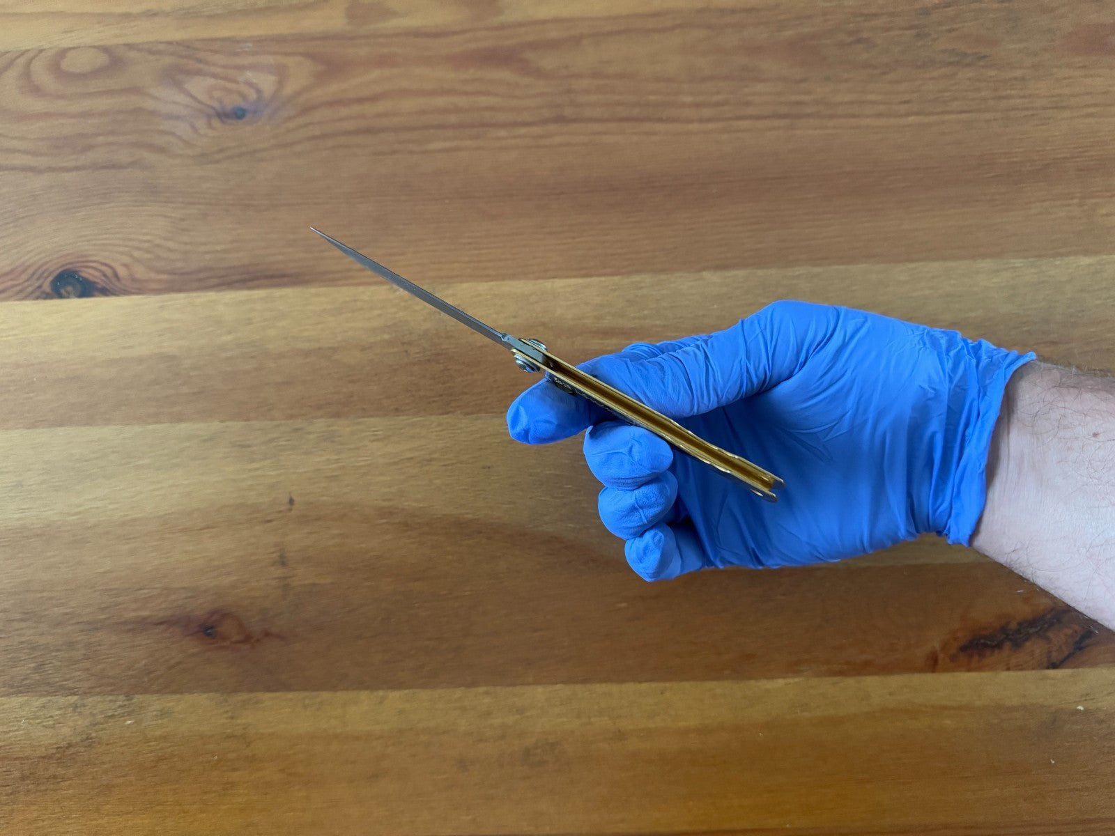 3" Navaja Higonokami Knife Brass Handle with Damascus Blade with Sheath