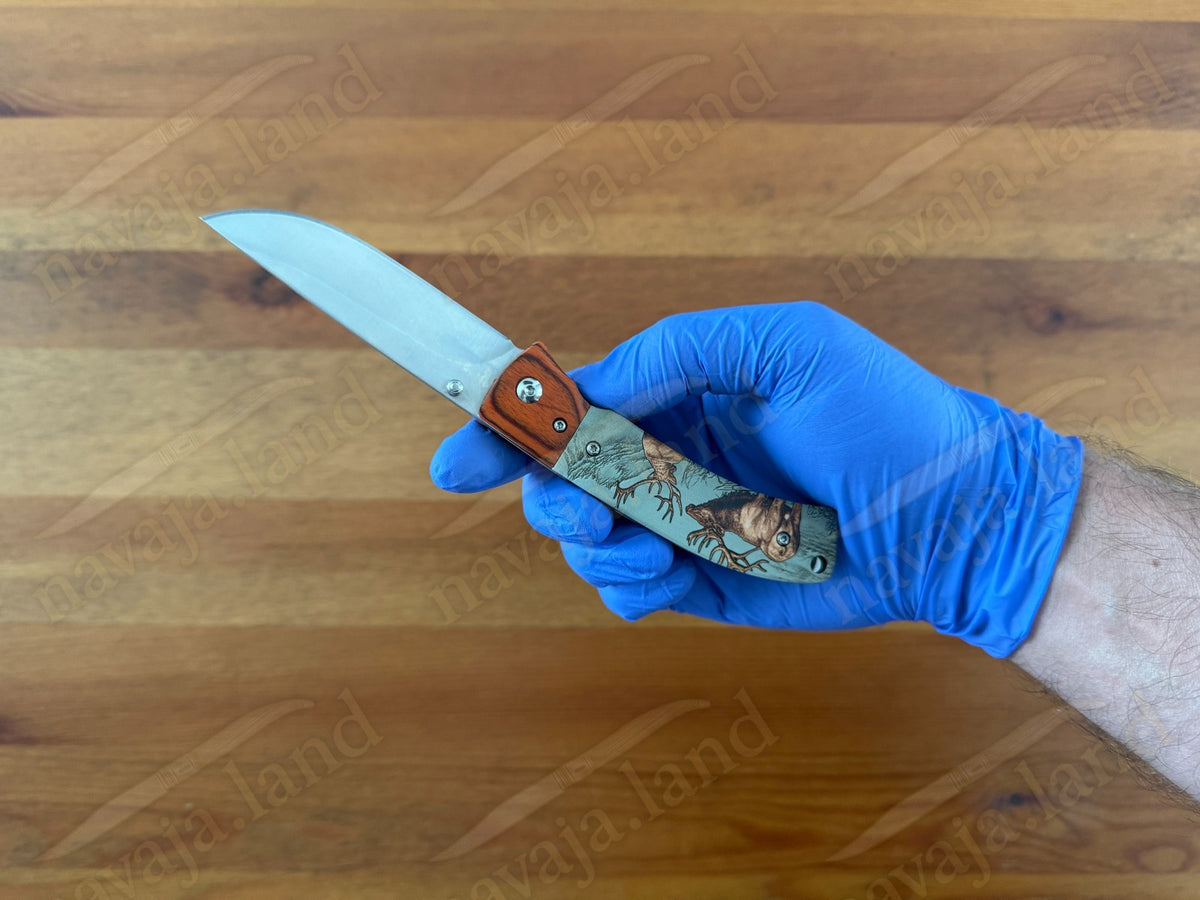 Sporting Folding Knife 3.27” Stainless Steel Blade 3D Printed Scales Liner Lock