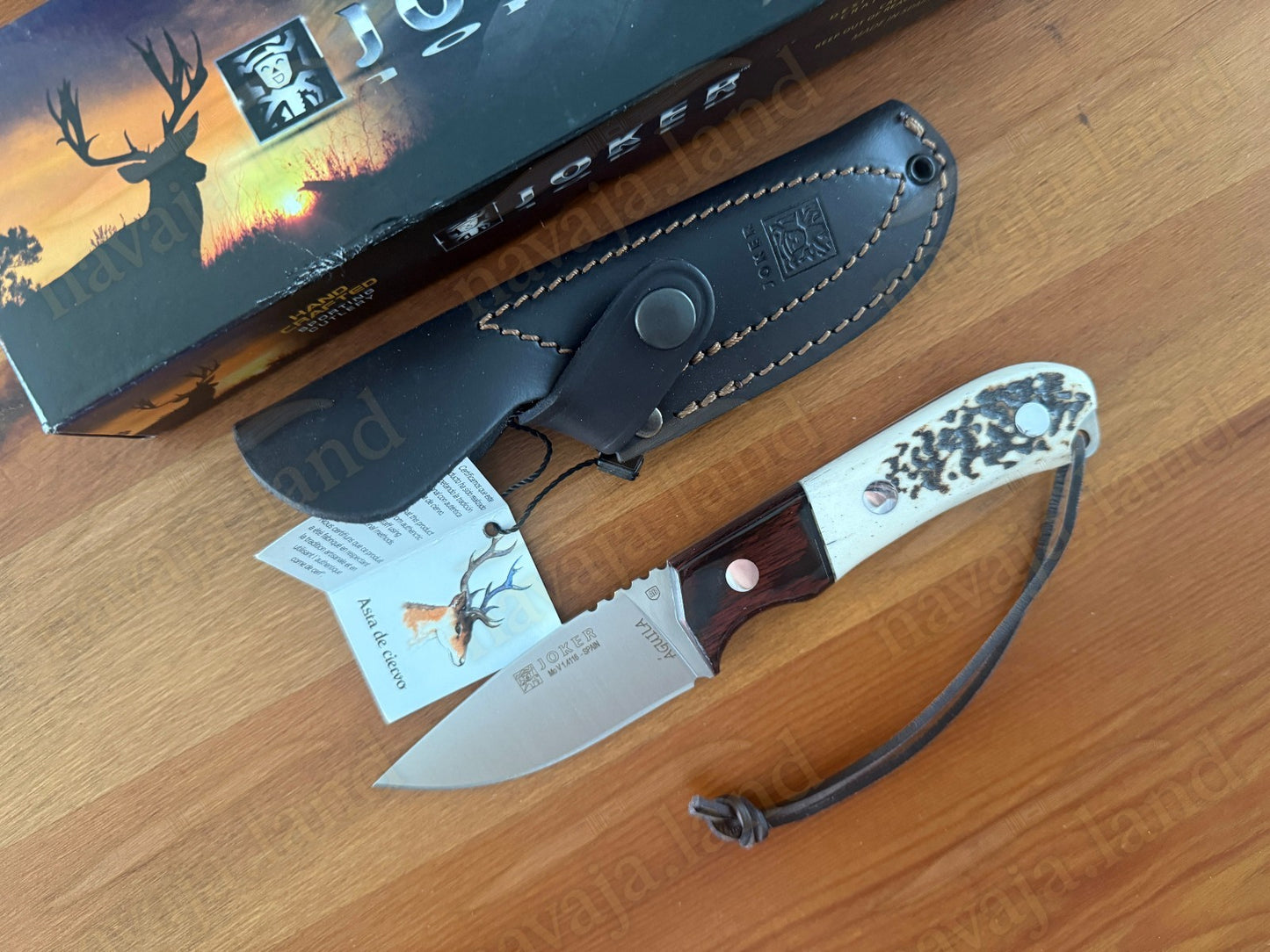 Joker Aguila Bushcraft Knife 3.34” MOVA Blade Deer Horn & Rosewood Handle