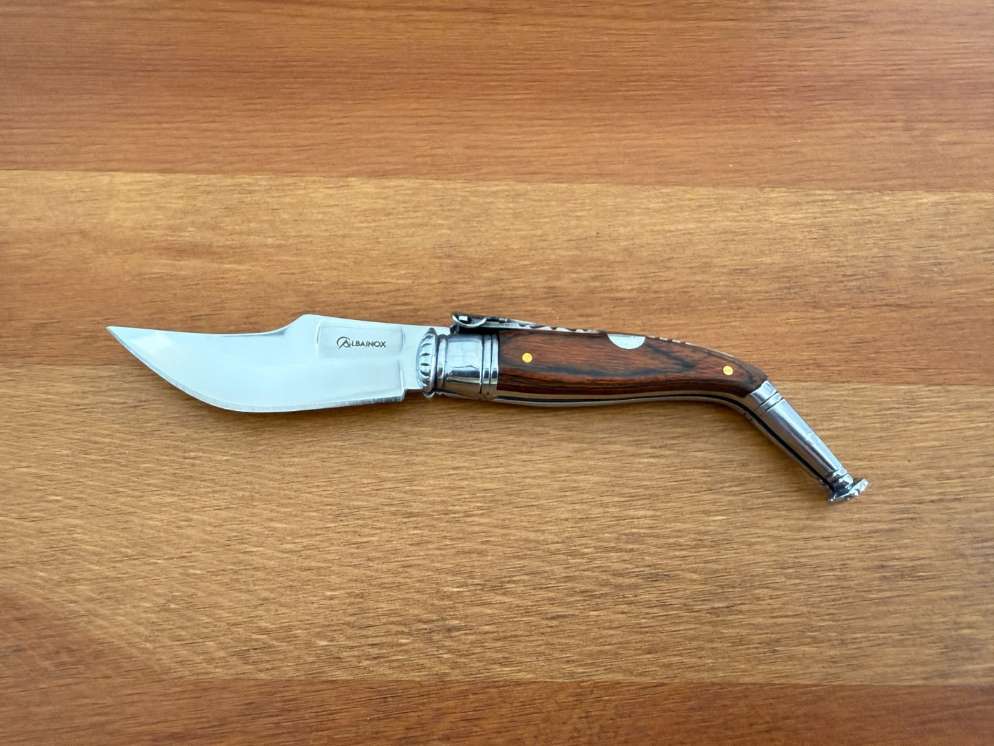 2.6” Spanish Navaja Jerezana Folding Knife Red Stamina Wood Scales With Ratchet