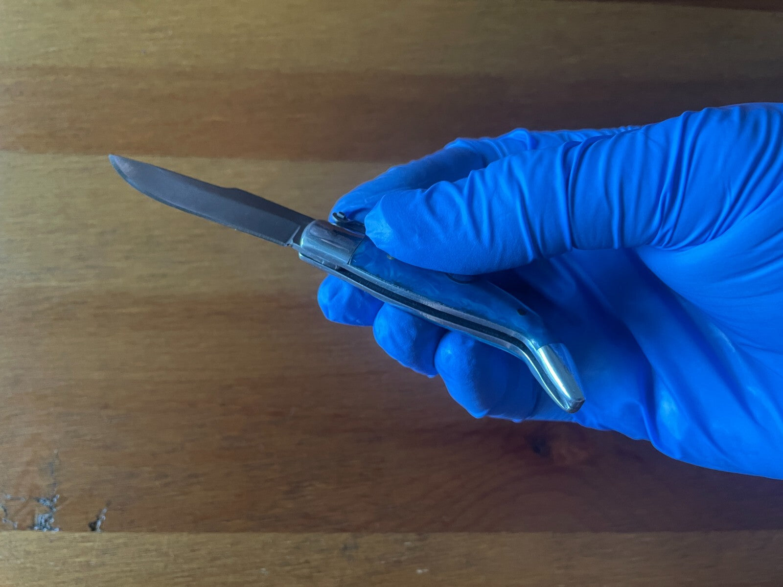 2” Spanish Navaja Teja Albacete Pocket Knife Blue Celluloid Scales From Spain