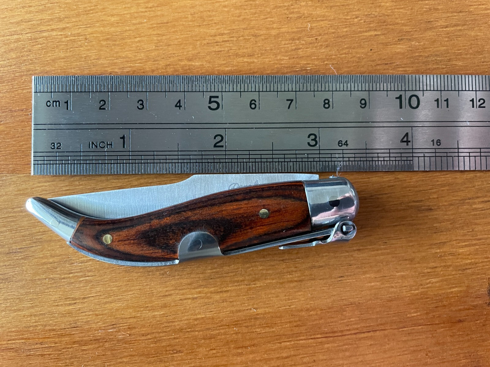 2.5” Spanish Navaja Teja Albacete Pocket Knife Red Wood Scales - USA Seller