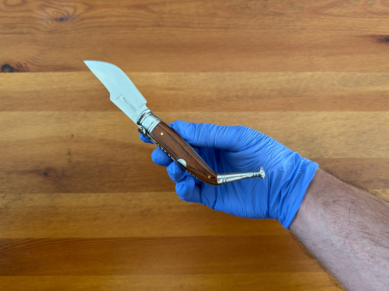 3.4” Spanish Navaja Jerezana Folding Knife Red Stamina Wood Scales With Ratchet