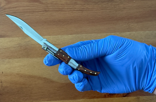 2.6” Arabian Style Navaja Folding Pocket Knife Red Stamina Wood and Steel Handle